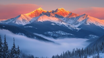 Majestic Winter Mountain Landscape at Sunrise