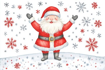 Santa, depicted in a classic vintage style, has his finger on his nose, as if casting a magic spell, and is shown against a transparent background, thanks to generative AI.