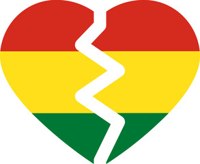 Bolivia Flag On Broken Heart Icon