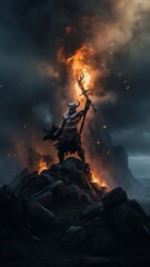 Obraz premium Angry Berserker Viking Mythology Fantasy Art