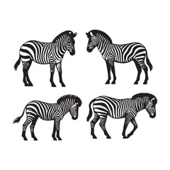 set of zebra vector, zebra icon, silhouette of zebra crossing vector illustration, zebra silhouette, icon logo