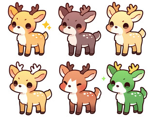 Adorable Cartoon Deer Illustration Set