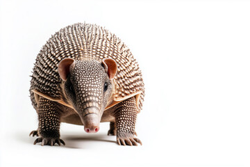 Obraz premium Armadillo on a white background, copyspace. Symbol of strength and stress resistance