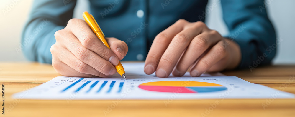 Poster data analysis presentation office space business document professional environment close-up view ins