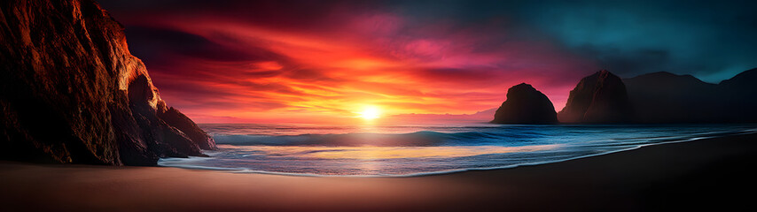 Naklejka premium Sonnenuntergang am Strand