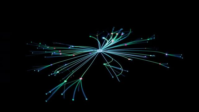 3D Animation of Growing, Spreading and Branching Flat AI Neural Network Illustrating Social Media Algorithms or Artificial Intelligence Models, Machine Learning, Chatbot, and Large Language Models