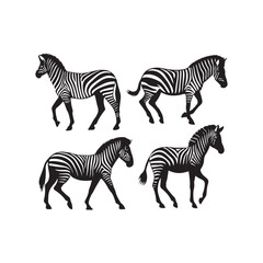Fototapeta premium set of zebra vector, zebra icon, silhouette of zebra crossing vector illustration, zebra silhouette, icon logo