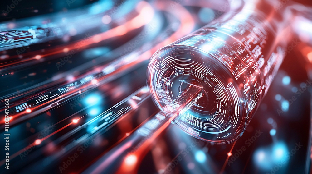 Poster ai-generated digital stream visualization technology lab graphic art futuristic environment close-up
