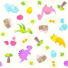 seamless pattern with dinosaurs