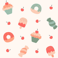 seamless background with cupcakes