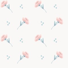 pattern with watercolor flowers