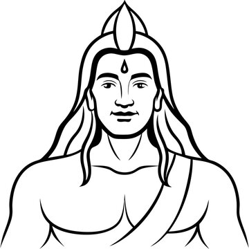 Hindu devta Lord Shiva line art icon sign tattoo silhouette vector illustration for photo overlays, t-shirt print flyer, poster design, web 