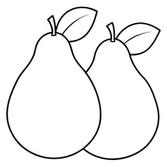 Pear Guava fruit outline black and white cute drawing. The fruit is the main focus of the image. The fruit adds a touch of nature and freshness to the scene. The image is simple and clear.