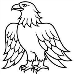 A drawing of an Eagle bird on white background  line art icon sign silhouette vector illustration with fun brush ink typography for photo overlays t-shirt print flyer poster design