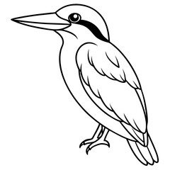 Fototapeta premium A drawing of a Kingfisher bird on white background line art icon sign silhouette vector illustration with fun brush ink typography for photo overlays t-shirt print flyer poster design
