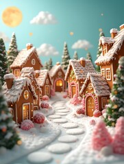 gingerbread house with christmas tree