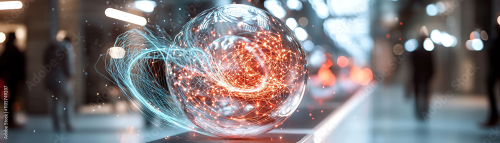 Poster ai generated energy sphere urban environment digital art futuristic scene dynamic perspective techno