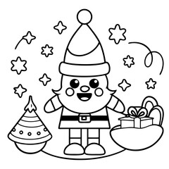 christmas greeting card with holly, santa clause, tree, ball, text merry christmas vector illustration for photo overlays t-shirt print flyer poster design