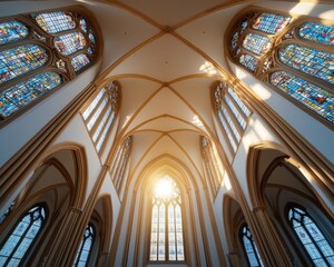 Obraz premium Stunning Gothic Architecture with Colorful Stained Glass Windows