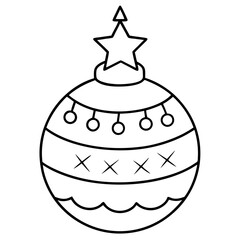 christmas ball ornament ball sphere outline text merry christmas with fun brush ink typography calligraphy lettering vector illustration icon symbol illustration on white background