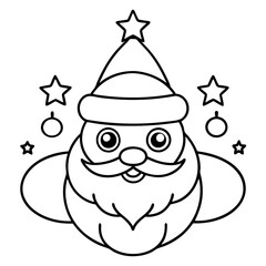 smiling santa claus icon symbol vector illustration in black and white with white background for photo overlays t-shirt prints, and flyer poster designs