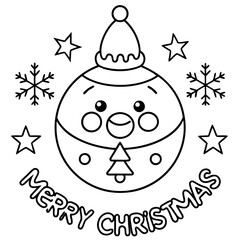 christmas ball ornament ball sphere outline text merry christmas with fun brush ink typography calligraphy lettering vector illustration icon symbol illustration on white background