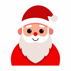 smiling santa claus icon symbol vector illustration in red color with white background for photo overlays t-shirt prints, and flyer poster designs