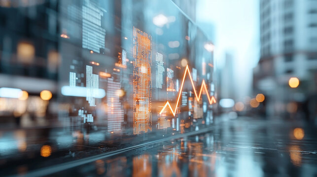 Ai generates insights on business trends urban environment data visualization city landscape analytical perspective