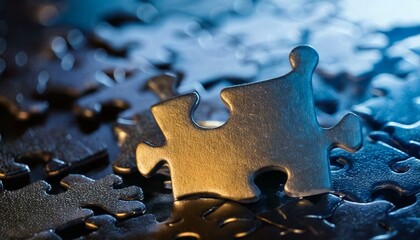 Puzzle pieces macro shot. Succession completion concept image.