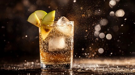 Apple Cider Fizz: Refreshing Cocktail with Ice 