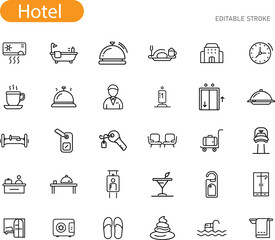 Hotel Amenities Icons Service, Room, Comfort, Luxury, Travel