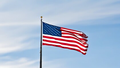 Naklejka premium US flag flying against a clear sky background
