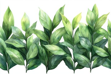 A vibrant arrangement of green leaves in various shades, showcasing botanical beauty.