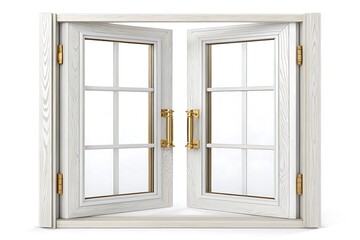 Photorealistic 3D Render of a White Double-Hung Window Isolated on White Background