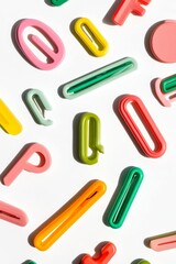 Obraz premium Colorful abstract shapes, arranged on white.