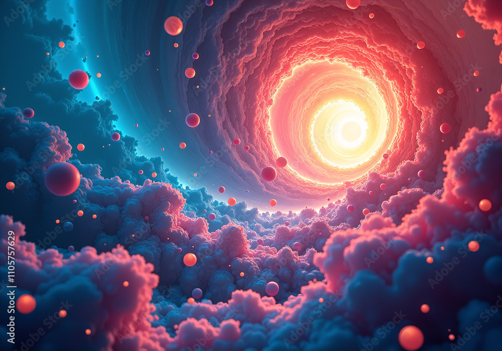 Poster A Surreal Abstract Dreamscape Filled with Vibrant Colors and Ethereal Forms Creating an Immersive Visual Experience in a Cosmic Environment.