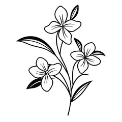 Fototapeta premium a black and white line drawing of a branch with three flowers