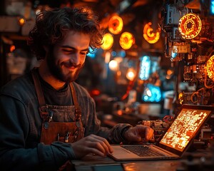 Friendly Neighborhood Tech Repair Shop Fixing Customer s Laptop