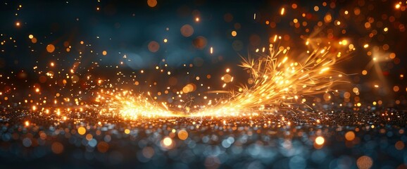 Naklejka premium Abstract Background of Sparkling Metal Sparks and Glowing Embers
