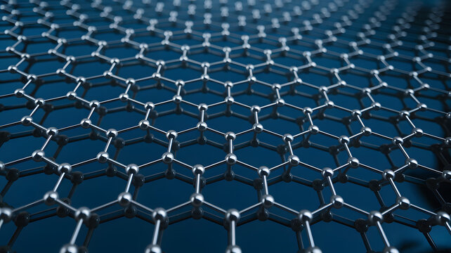 Microscopic view of graphene structure revealing intricate atomic patterns. Advanced material science and nanotechnology exploration.