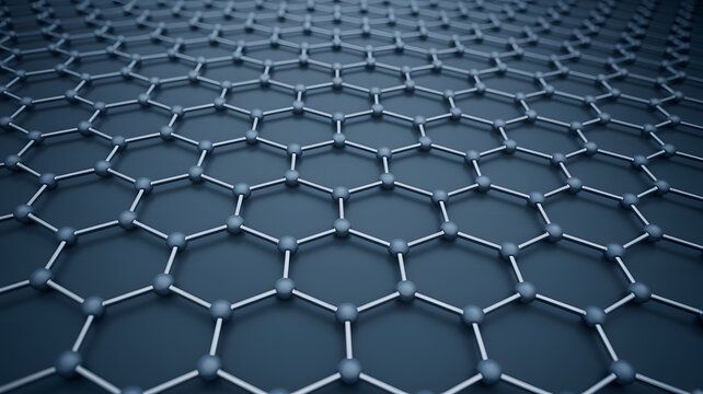 Microscopic view of graphene structure revealing intricate atomic patterns. Advanced material science and nanotechnology exploration.