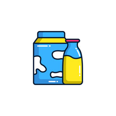 Colorful Milk and Bottle Icon