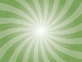 Green sunburst background. Asparagus green radial retro glowing rays banner. Abstract retro whirlwind starburst vector abstract background. Twisted radial illustration.