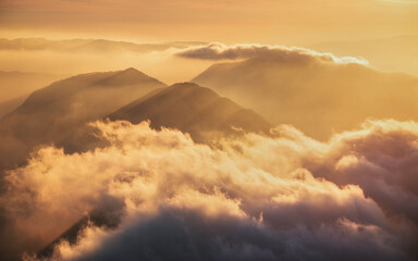 clouds over the mountains