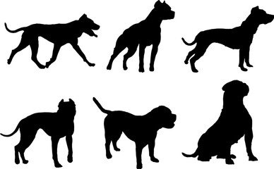 set of Bulldog Silhouette Vector