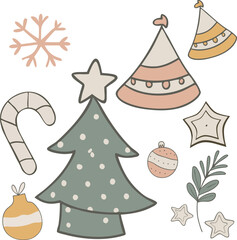 Vector illustration set features cozy and festive elements perfect for Christmas and winter
