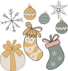Vector illustration set features cozy and festive elements perfect for Christmas and winter

