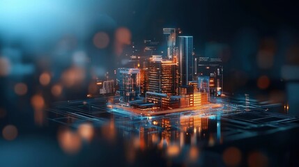 Futuristic urban landscape digital city gigapixel technology visualization high-tech environment aerial viewpoint innovative concepts for real estate solutions
