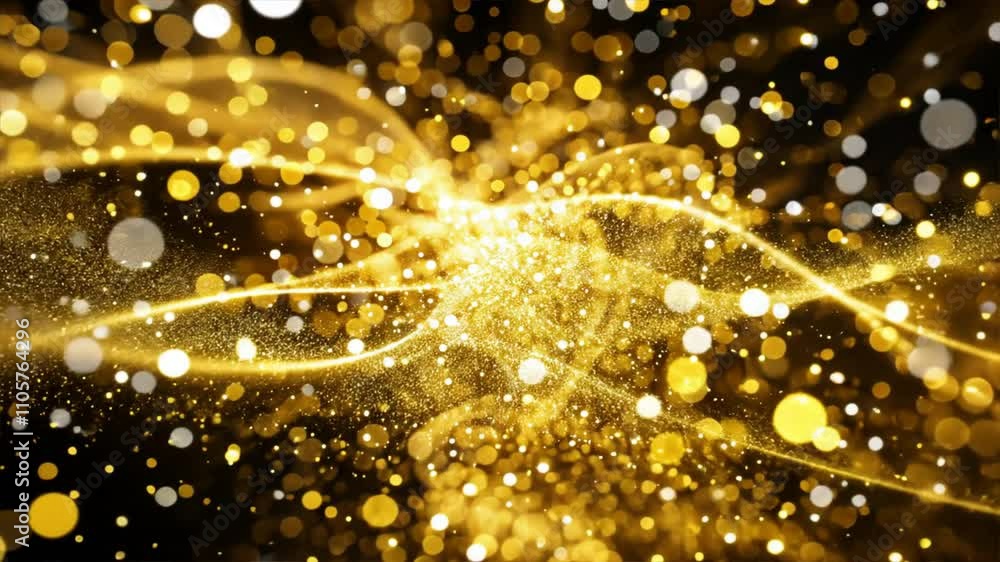 Aufkleber golden abstract background with shimmering lights and particles, creating magical and festive atmosp