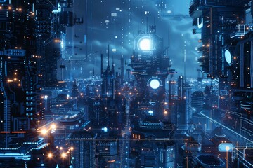 Fototapeta premium Futuristic Cityscape with Advanced Technology Elements